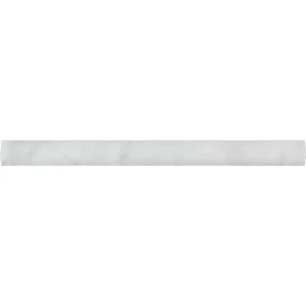 White marble pencil tile in Carrara White 1X12 Quarter-Round Trim Molding