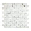 Carrara White 1X2 Brick Mosaic Marble Tile Split-Faced in white marble design