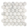 Carrara White 2 Inch Hexagon Mosaic Marble Tile in Polished or Honed Finish