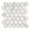 Carrara White 2 inch Hexagon Mosaic Marble Tile Sheet in polished finish