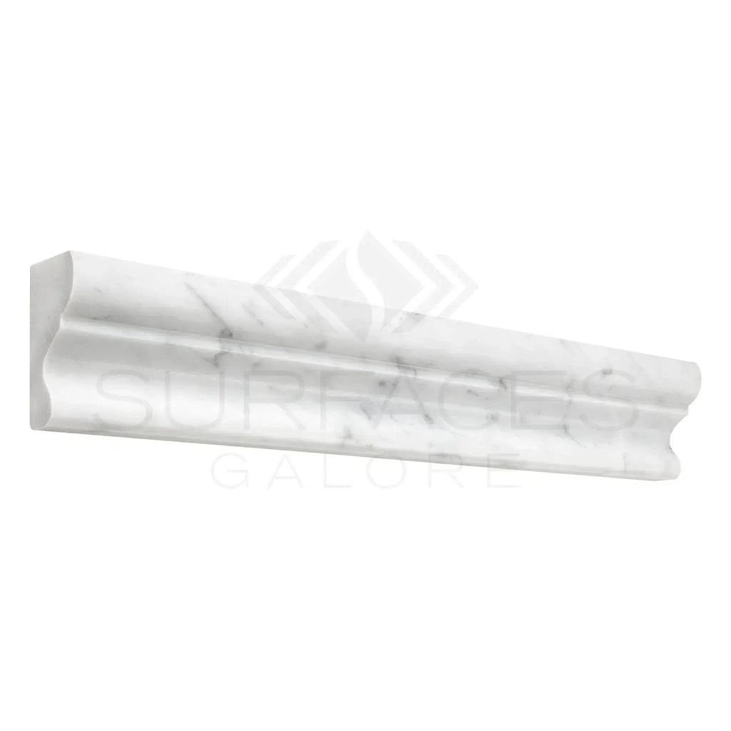 White marble molding showcasing Carrara White 2X12 Crown Mercer Polished or Honed finish