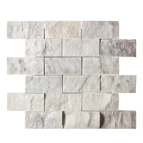 Carrara White 2X4 Brick Mosaic Marble Tile Split-Faced White Marble Wall Tile