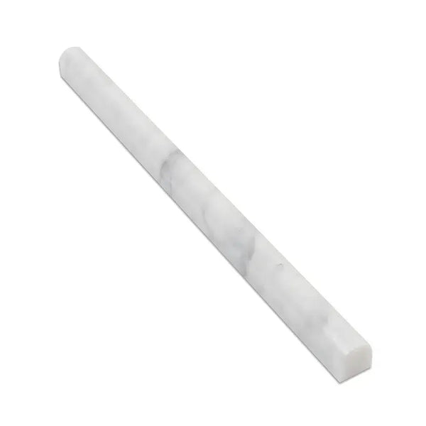 Carrara White 3/4X12 Bullnose Liner Polished or Honed White Marble Pencil Tile