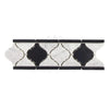 Black and white marble tile border in Carrara White Lantern polished luxury design