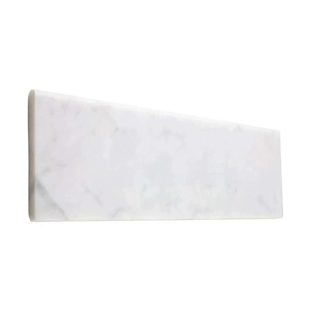 Carrara White 4X12 Rectangular Polished or Honed Marble Tile with Bullnose Edge