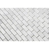 White marble brick pattern in Carrara White Mini-Brick Mosaic Marble Tile