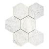 Carrara White 5-inch Hexagon Mosaic Marble Tile in polished or honed finish