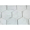 Carrara White 5-inch Hexagon Mosaic Marble Tile in polished or honed finish