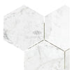 Carrara White 6 inch Hexagon Mosaic Marble Tile in polished and honed finish