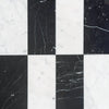 Black and white marble tile pattern of Carrara White and Nero Marquina 3X6 Set