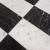 Black and white marble tile pattern in Carrara White and Nero Marquina 3X6 Set