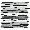 Black and white mosaic tile sheet of Carrara White Bamboo Sticks design