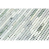 Carrara White Bamboo Sticks Mosaic Tile Pattern in Thassos and Ming Green Polished Finish