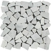 Carrara White Flat Pebble Mosaic Marble Tile Sheet in a Tumbled Finish