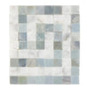 Square mosaic tile pattern featuring Carrara White Greek Key Border Corner with Blue-Gray