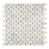 Carrara White Herringbone Mini Brick Mosaic Marble Tile in polished or honed finish