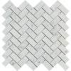 White Marble Herringbone Tile from Carrara White Herringbone Mosaic Collection