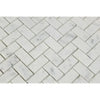 Carrara White Herringbone Mosaic 1x2 Brick Marble Tile in polished or honed finish