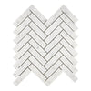 White marble herringbone tile from Carrara White Herringbone Mosaic collection