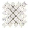 White marble arabesque tile mosaic in Carrara White Lantern 3 inch polished tile