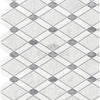 White and gray diamond tile pattern of Carrara White Lattice Mosaic Marble Tile