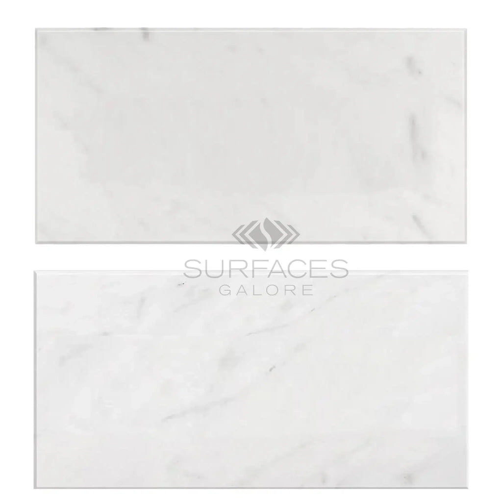 Carrara White Marble 12X24 Polished or Honed two white marble tiles displayed