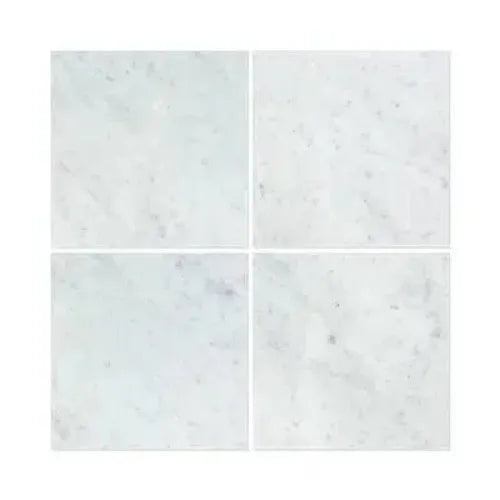 Four square Carrara White Marble tiles, 18X18 polished or honed finish