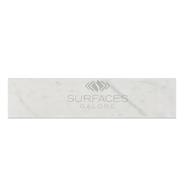 Rectangular Carrara White Marble 2X8 Polished or Honed tile displayed elegantly