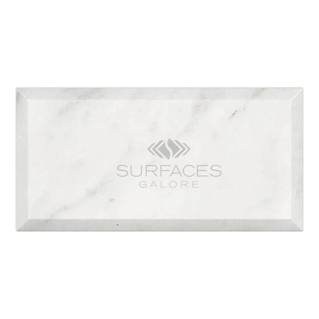 Rectangular white marble tray from Carrara White Marble 3X6 Deep-Beveled collection