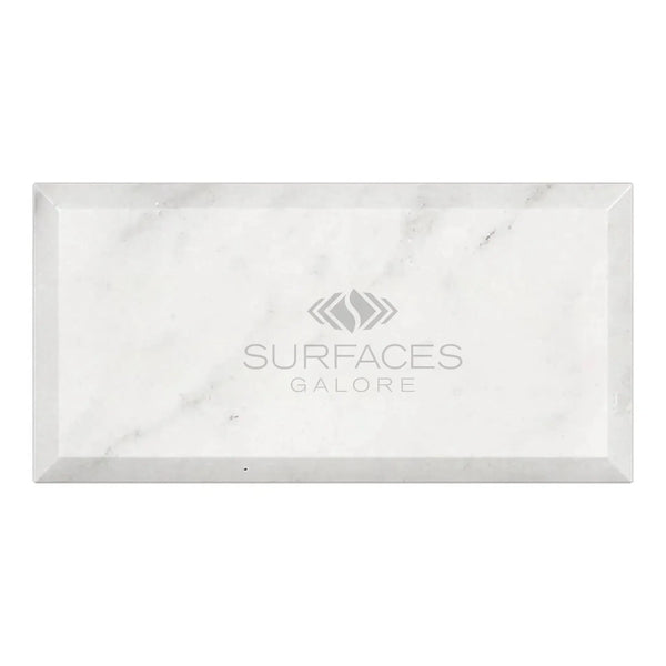 Rectangular white marble tray from Carrara White Marble 3X6 Deep-Beveled collection