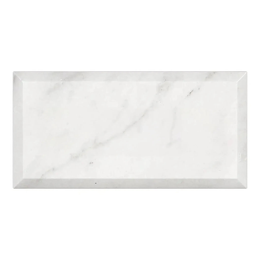 Rectangular white marble tray from Carrara White Marble 3X6 collection, polished and honed