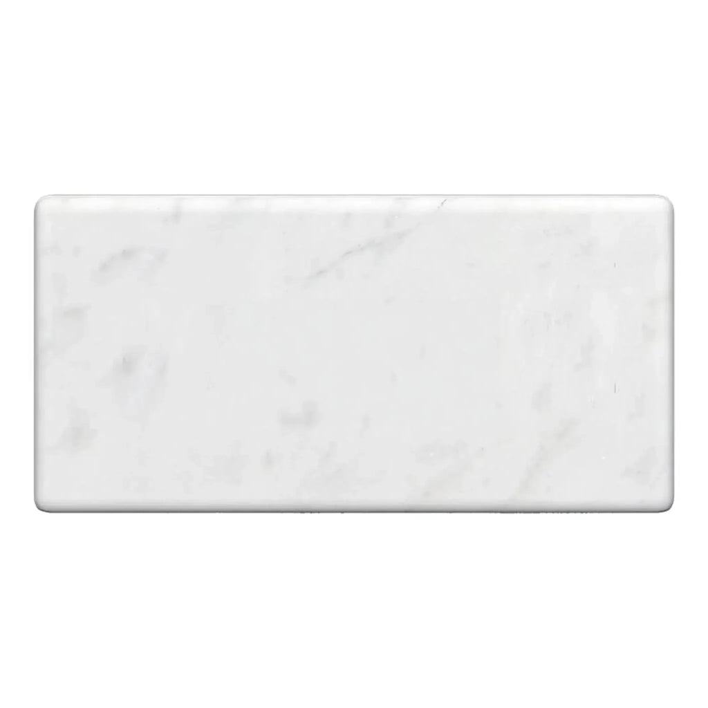 Rectangular Carrara White Marble 3X6 Tumbled slab showcasing elegant natural veining