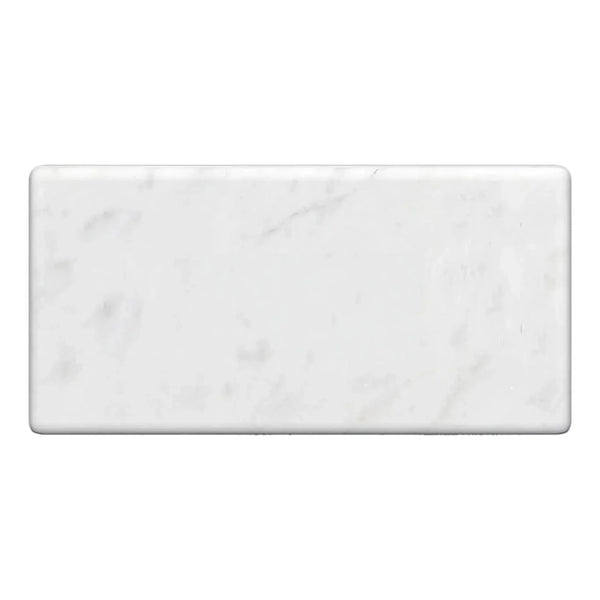 Rectangular Carrara White Marble 3X6 Tumbled slab showcasing elegant natural veining