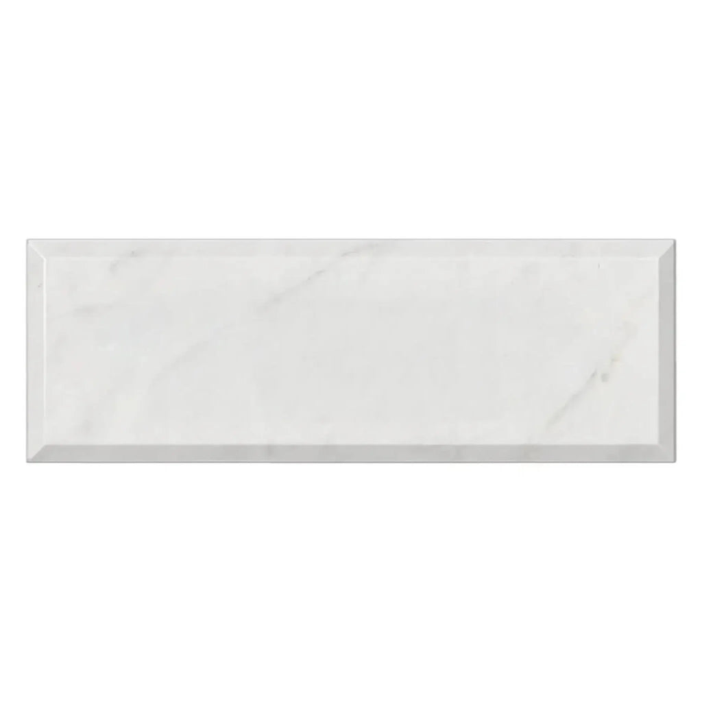 Carrara White Marble 4X12 Deep-Beveled Polished-Honed White marble-look beveled tile