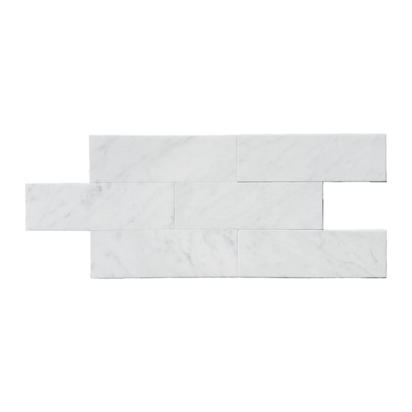 Carrara White Marble 4X12 Polished or Honed White Marble Subway Tile Display