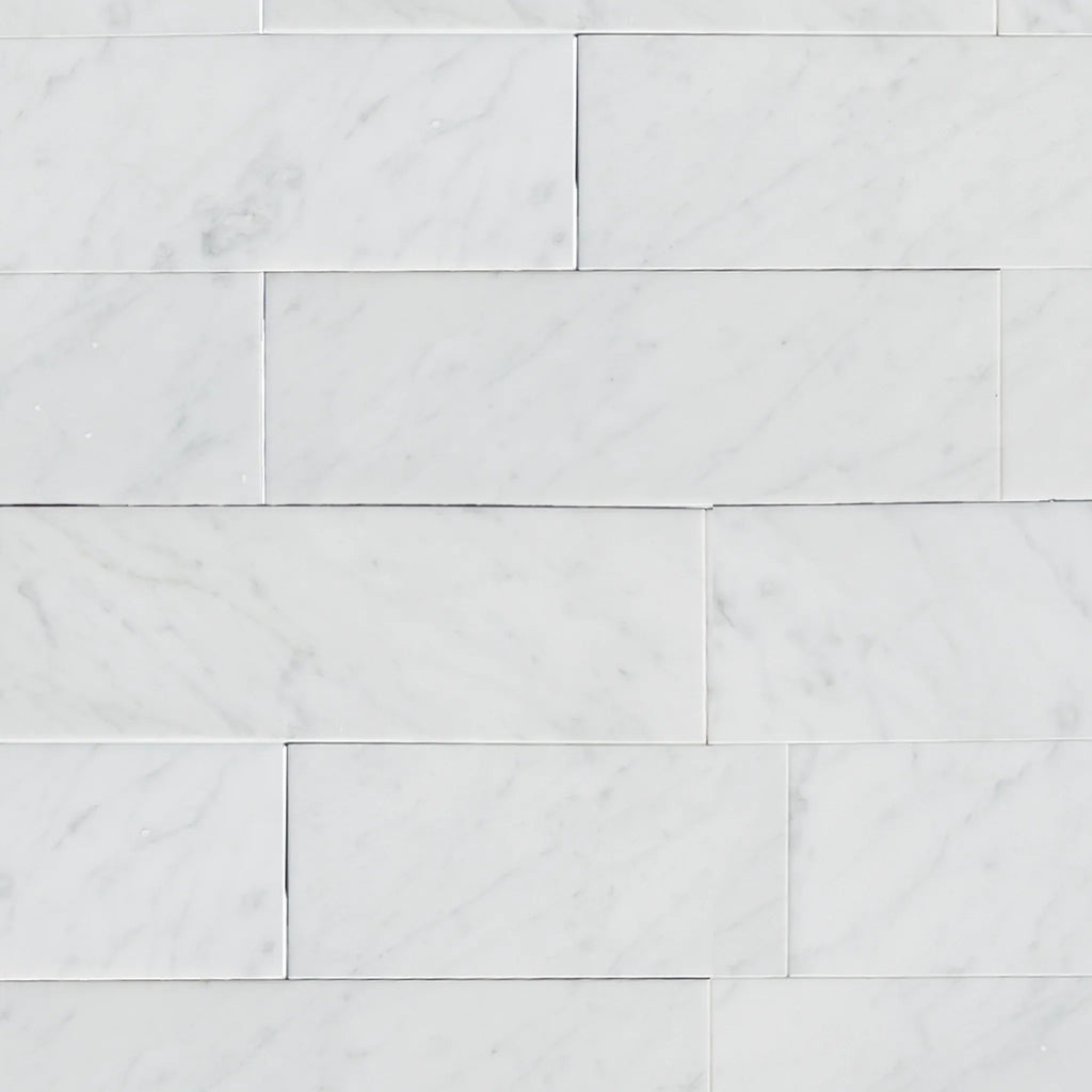 Carrara White Marble 4X12 Polished or Honed White marble brick wall surface