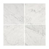 Carrara White Marble 4X4 Polished or Honed tiles displayed in a neat arrangement