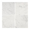 Four square Carrara White Marble 4X4 polished or honed tiles displayed together