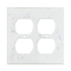 Four-gang marble outlet cover in Carrara White Marble Double DUPLEX Switch Wall Plate