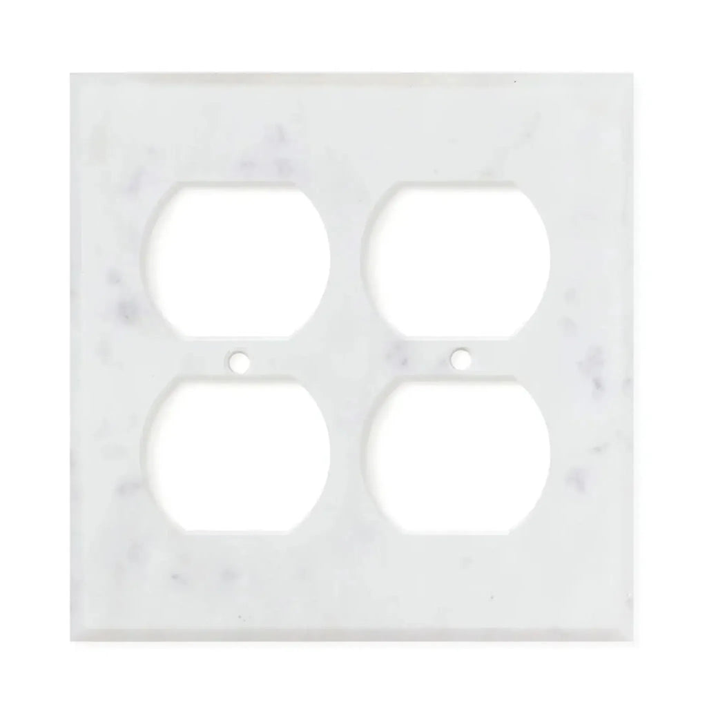 White marble quad outlet cover for Carrara White Marble Double DUPLEX Switch Wall Plate