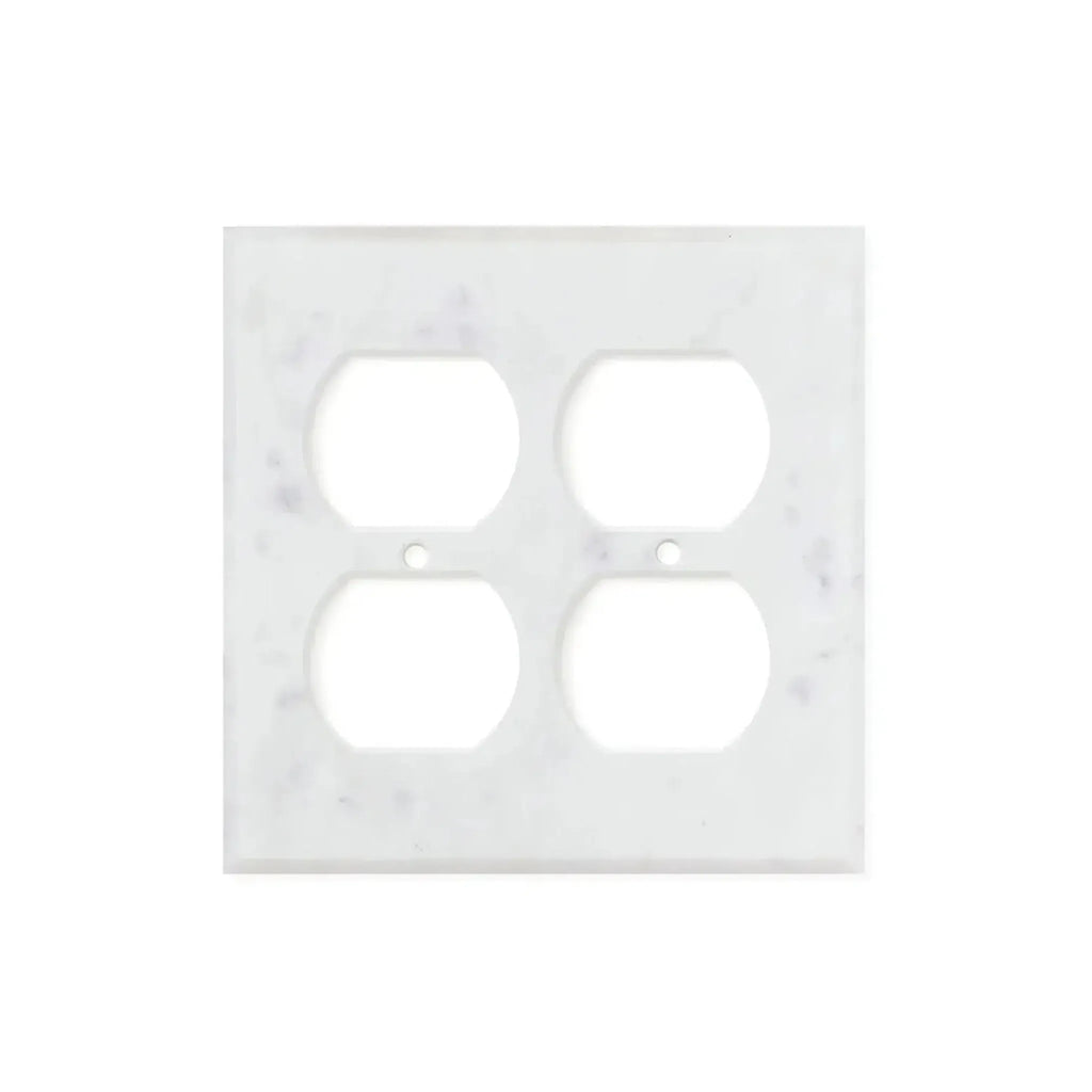 Four-gang marble outlet cover for Carrara White Marble Double DUPLEX Switch Wall Plate