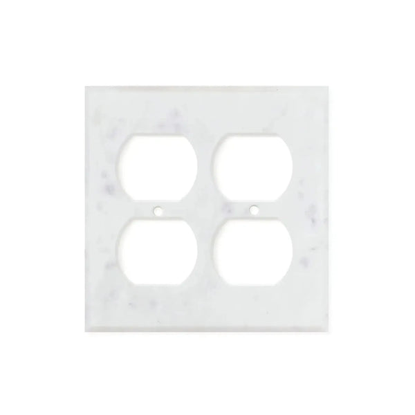 Four-gang marble outlet cover for Carrara White Marble Double DUPLEX Switch Wall Plate