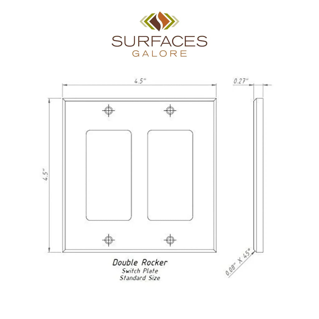 Double rocker switch plate dimensions for Carrara White Marble wall plate