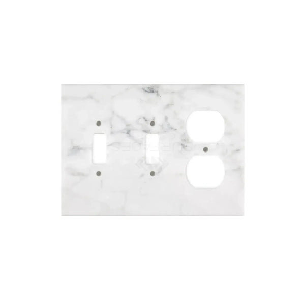 Marble-patterned light switch and outlet cover in Carrara White Marble design