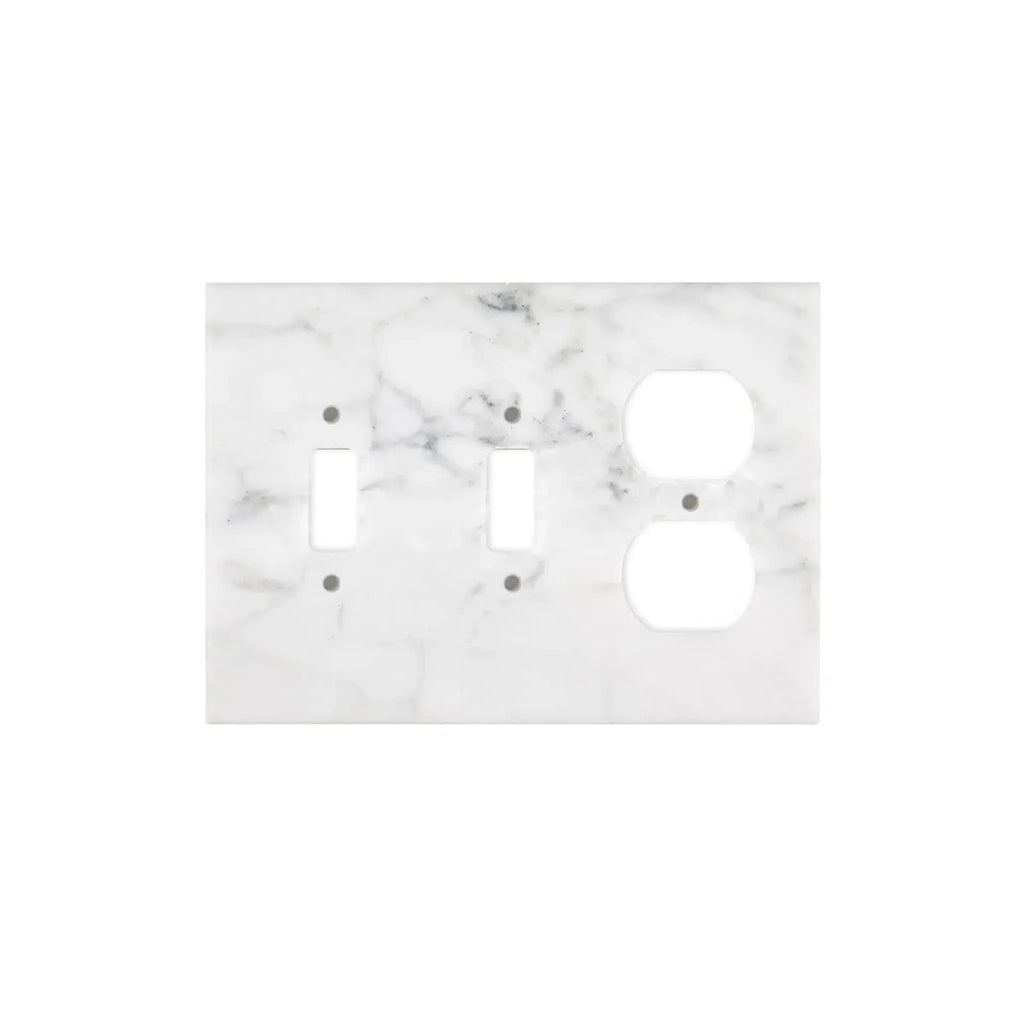 Marble-patterned Carrara White Marble Double Toggle and Duplex Wall Plate for elegant decor