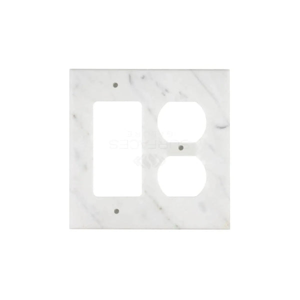 Carrara White Marble ROCKER - DUPLEX Switch Wall Plate with elegant marble design