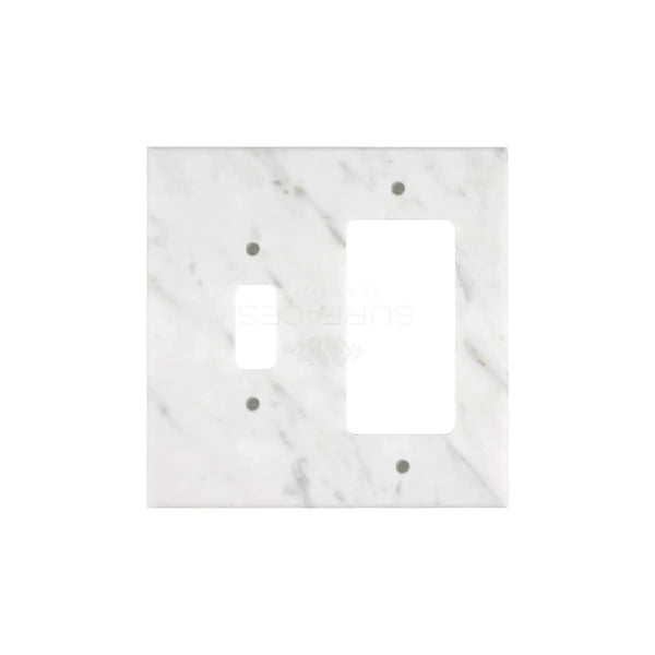 Marble-patterned light switch plate in Carrara White Marble design for stylish decor