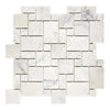 Carrara White Mini-Versailles Pattern Mosaic Marble Tile in polished finish