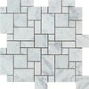 Carrara White Mini-Versailles Pattern Mosaic Marble Tile in polished finish