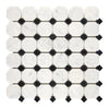 Carrara White Octagon and diamond tile mosaic in polished or honed marble finish